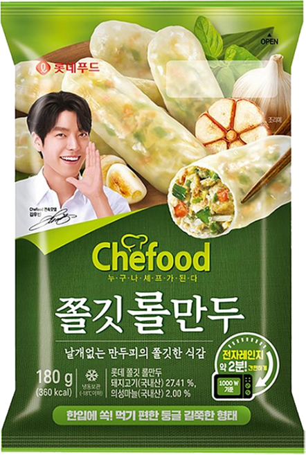 (무료배송) 롯데 쉐푸드 쫄깃롤만두 180g, 9개