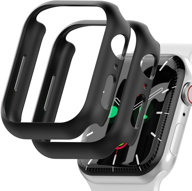 가꼬싶다 변색없는 하드커버 애플워치 케이스 2개입, 블랙+블랙, 2개