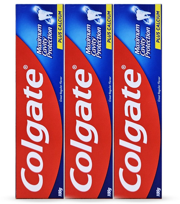 콜게이트 플루오라이드 그레이트 레귤러 플레이버 치약, 100g, 3개