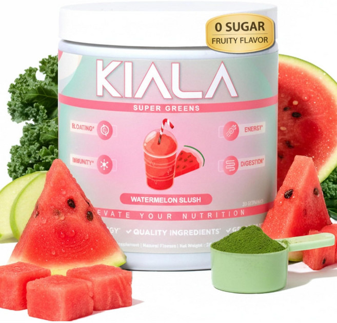Kiala Nutrition 키알라 영양 슈퍼그린 파우더 스피루리나 및 클로렐라가 함유된 유기농 그린 파우더로 소화 장 건강 면역력 적응원 에너지 글루텐 프리 비건, 1개, 330g