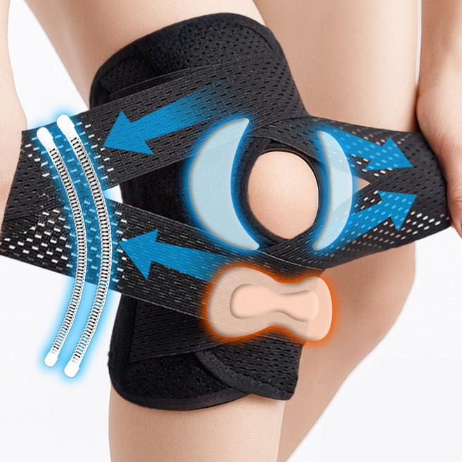 홈스토리즈 벨크로 스포츠 무릎 보호대 패드, 프리미엄 블랙, 1개