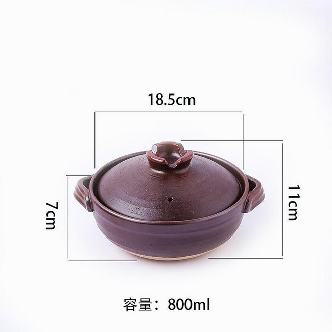 唐草深鍋0.8L 耐高溫陶瓷砂鍋 瓦斯爐直火燉鍋, 還原深鍋0.8L, 1個, 0.8cm