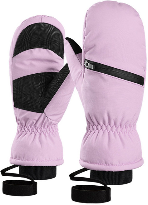 스키장갑 두꺼운 야외 보온장갑 스키전용 두꺼운 플리스 터치스크린장갑 남녀공용 야외 보온 방풍 방수 스키장갑, 보라색, 1개
