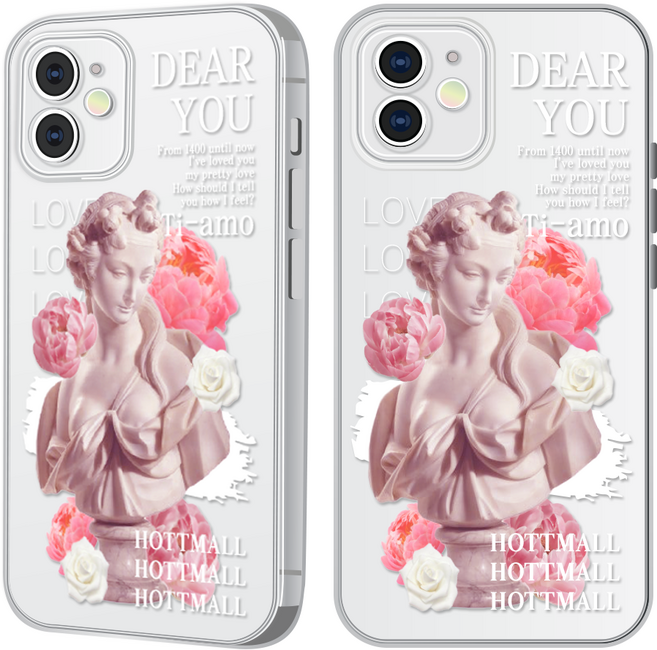 핫티몰 AMORE 감성 프린팅 투명 핸드폰 케이스
