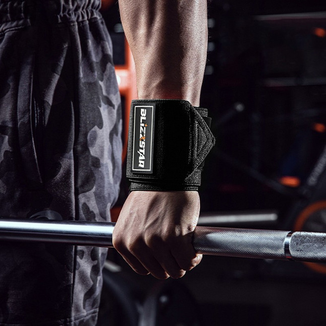 헬스 손목 보호대 웨이트 트레이닝 손목 밴드 프리웨이트 손목 압박 밴드 프라테스 장갑, 블랙, 2개