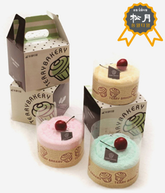 송월 베이커리 수건 쁘띠 케익, 연두, 1개