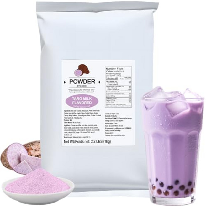 Soeos Taro Flavored Powder 2.2 lbs (1kg) – Instant Bubble Tea Mix with Creamer & Sugar Easy to, 타로, 35.2온스(1팩), 1개, 1kg, 1