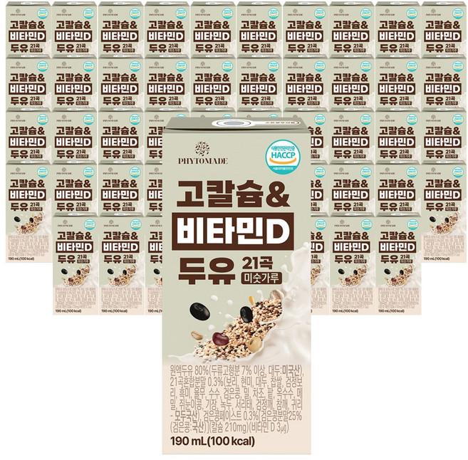 파이토메이드 고칼슘&비타민D 두유 21곡 미숫가루, 48개, 190ml