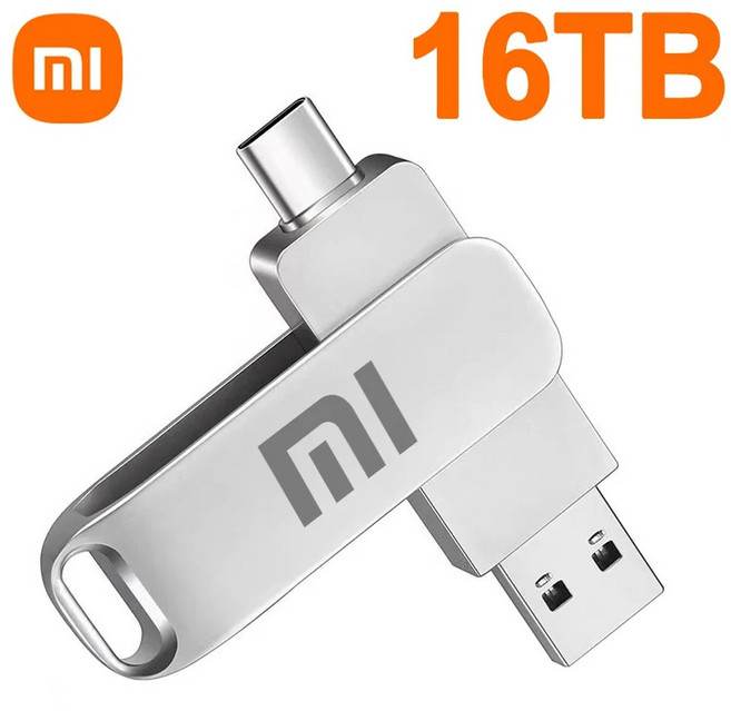 샤오미 호환 호환 6TB USB TYPE C 2 IN USB 3.2 플래시 드라이브 메모리 8TB 6TB OTG PENDRIVE 4TB 고속 플래시 디스크 2TB 컴퓨터 노트북용, Silver 16TB, 1개