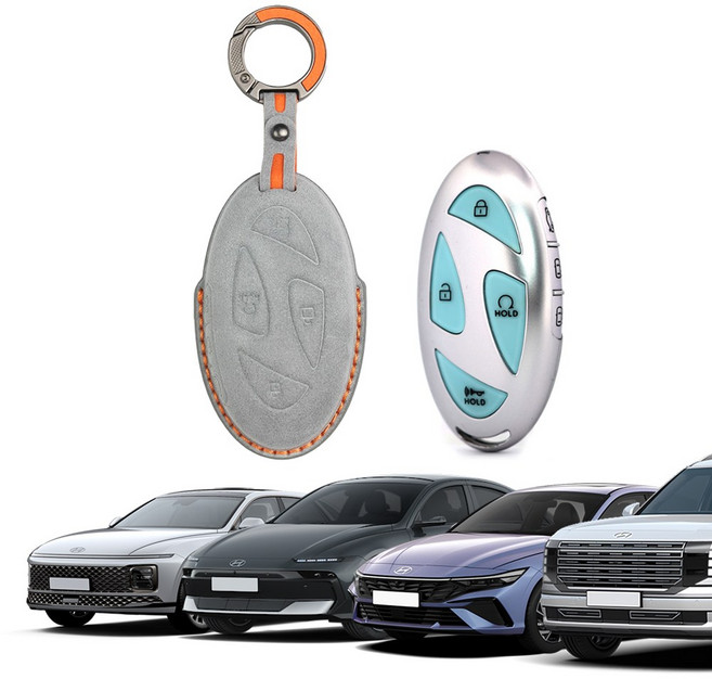 현대 7버튼 5버튼 스마트 키 케이스 알칸타라 호환 커버 홀더, 현대HY-M7, 그레이