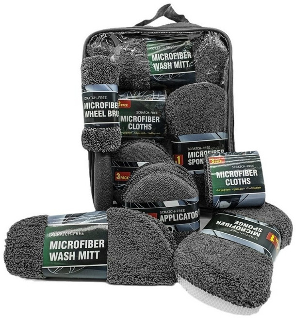 극세사 9종 세차패키지 부드러운 털 림 브러시 타이어 광택제 도포 패드 및 완전한 자동차 미용 도구 세트 포함, 1개