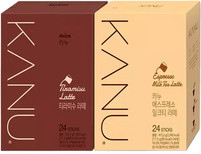 맥심 카누 에스프레소 커피 밀크티 24T 티라미수 라떼 24T, 1개, 24개입