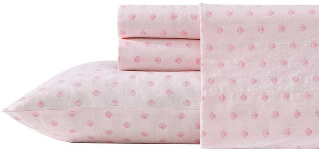 Laura Ashley - 트윈 XL 시트 면 퍼케일 침구 세트 경량 및 통기성 홈 데코 기숙사 방 필수품 (이모진 퍼플 XL) 123380