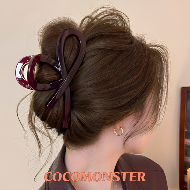 COCOMONSTER 프리미엄 빅사이즈 리본 올림머리 헤어 집게핀 14cm