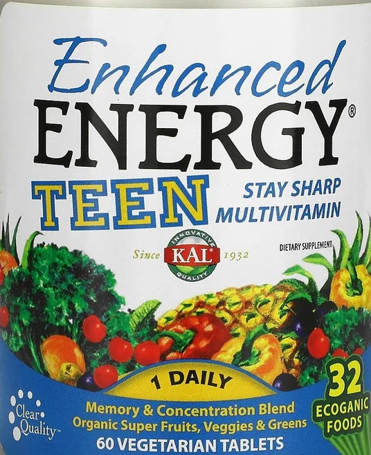 KAL Enhanced Energy 키즈 청소년 비타민 베지 정제 60정, 1개 - 쿠팡
