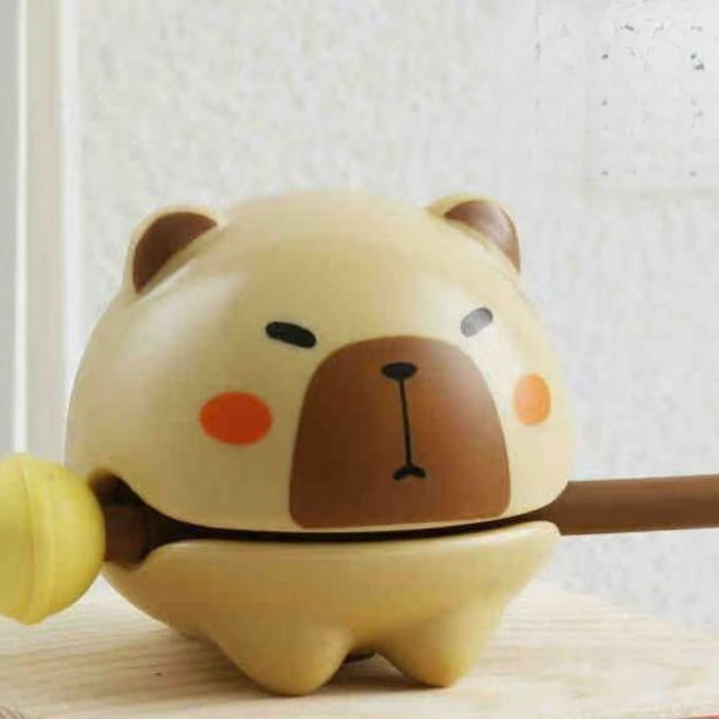 解壓小木魚擺件 可愛療癒小物 辦公桌面裝飾, 1個, 和氣致祥款