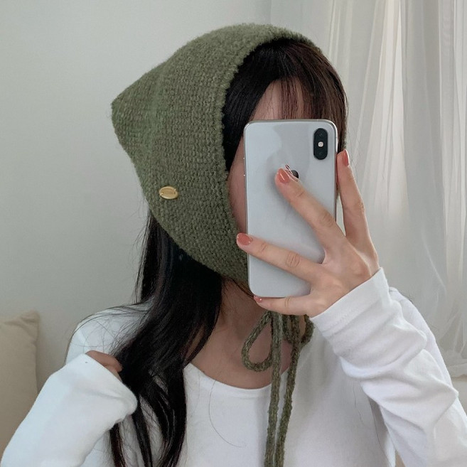 어나더뷰 2878 포셋 삼각 니트 헤어커치프 귀도리 넥워머 숄 반다나 후드 뜨개 미니 쁘띠 스카프 두건