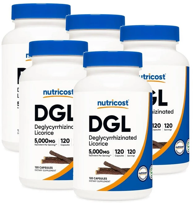 뉴트리코스트 감초 추출물 5000mg 캡슐 Nutricost DGL, 5개, 120정 - 쿠팡