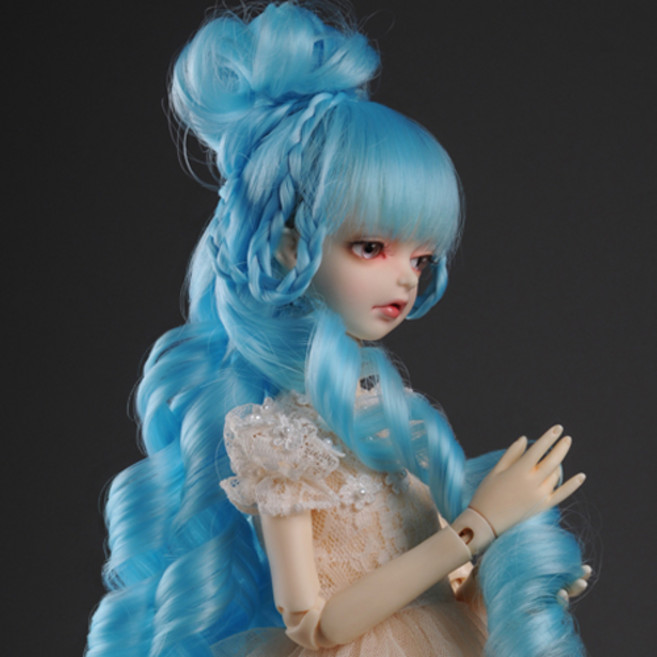 돌모아 구체관절인형 가발 MSD 42cm 여신 업스타일 세팅 헤어 스카이블루 (7-8) Orora Wave Wig (Sky), 1개