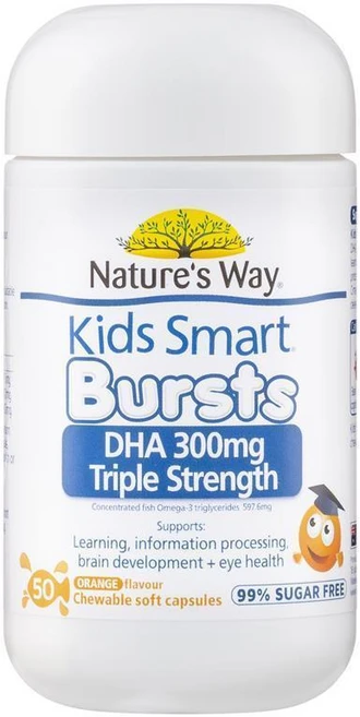 네이쳐스웨이 키즈 스마트 버스트 DHA 300mg 트리플 스트렝스 츄어블 소프트 캡슐 오렌지맛, 1개, 50정 - 쿠팡