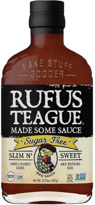 루퍼스 티그 무설탕 바비큐 소스 슬림 은 스위트 스테비아를 곁들인 케토 천연 재료 저칼로리 수상 경력 텐, 1개