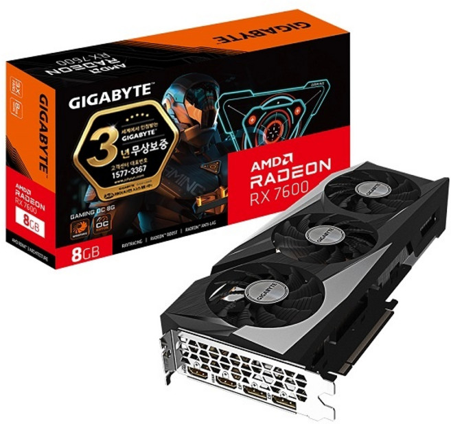 GIGABYTE 라데온 RX 7600 Gaming OC D6 8GB 제이씨현, 단일모델