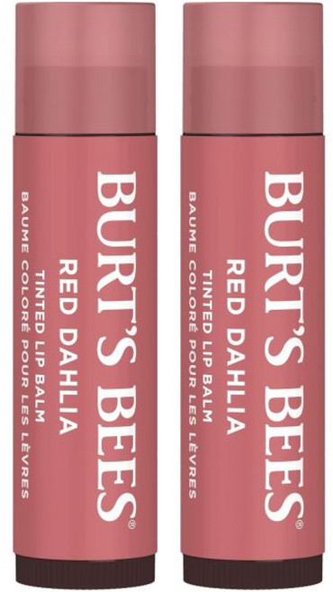 Burts Bees 버츠 비즈 립 틴트 밤 2-in-1 듀오 틴티드 포뮬러 깊이 수분 공급하는 시어 버터로 색이 농축된 자연스러운 연출이 가능한 마무리 불타는 빨간 달리아 2개, 0.15 Ounce (Pack of 2)