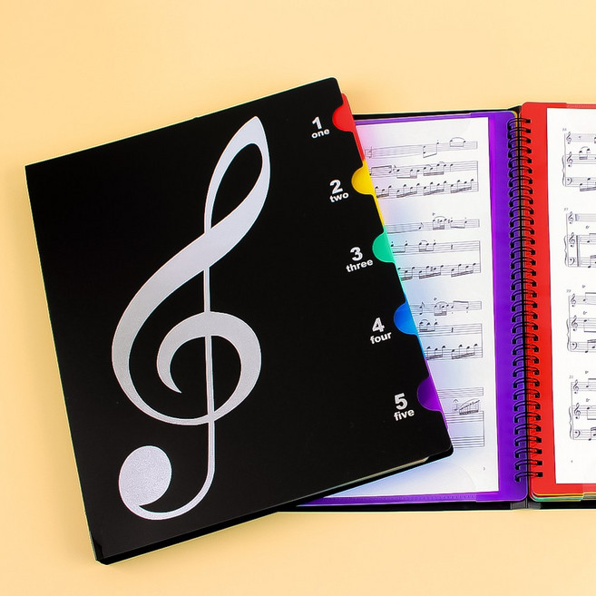 악보 깔끔정리 인덱스 파일 바인더 스프링 클리어 보관 수정 파일 60 페이지, 1개, 블랙