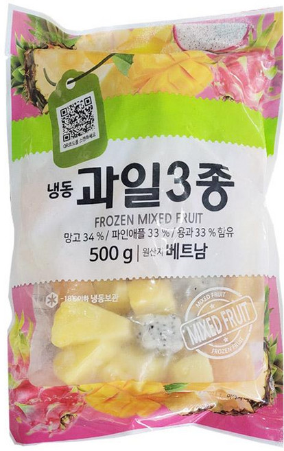 원하프냉동과일(3종) 500G재호식품, 1개, 500G