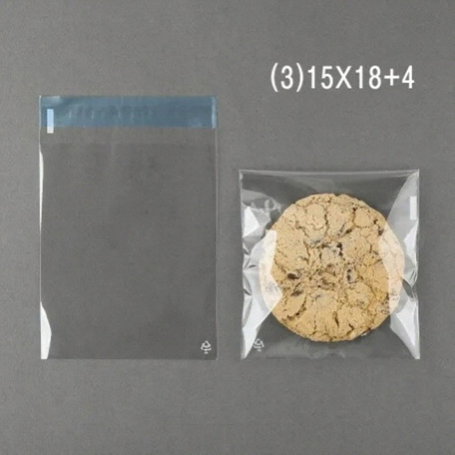 쿠키 베이커리 빵 카페 OPP 투명 접착봉투(2)15X18+4(2입무지), 500개