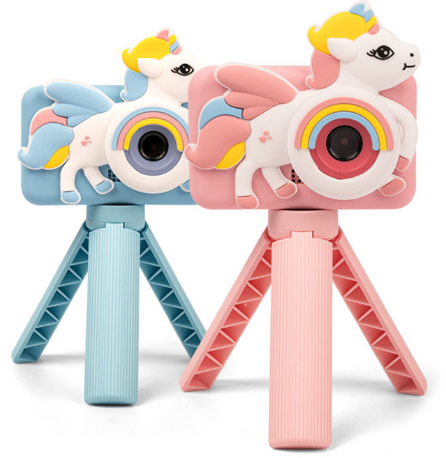 [한국코코스]키즈카메라 어린이용 디지털 카메라 휴대용 카메라 셀카 가능 삼각대포함 (SD메모리카드 32G포함), 핑크(SD메모리32G포함)