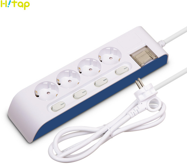 현대일렉트릭 안전한 국내산 일반 16A 4구 멀티탭, 화이트, 1개, 3m