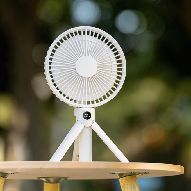 YGGDRAVA 접이식 휴대용 BLDC모터 탁상 선풍기 초강력 저소음 빅대풍량 폴딩 캠핑 야외 가정용 핸디팬, 흰색, KLXT-DQ280