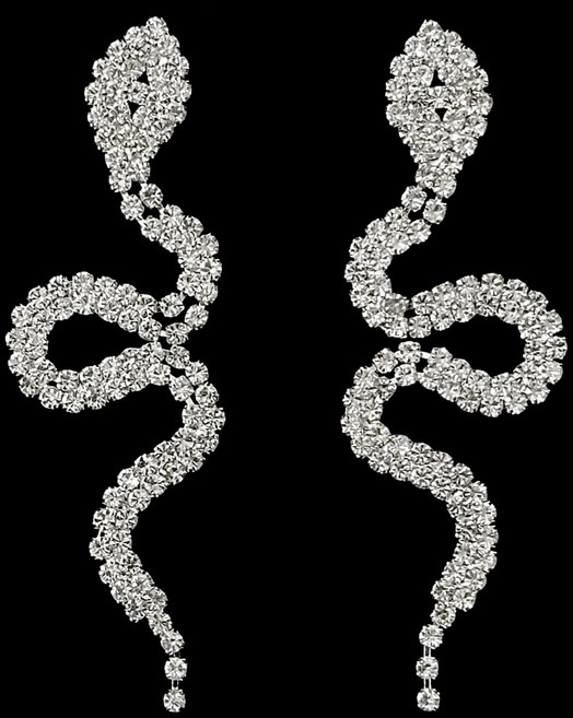1093 유니크한 디자인의 스네이크 크리스탈 큐빅 드롭 볼드 귀걸이