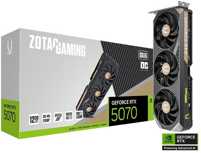 HIT ZOTAC GAMING 지포스 RTX 5070 SOLID OC D7 12GB