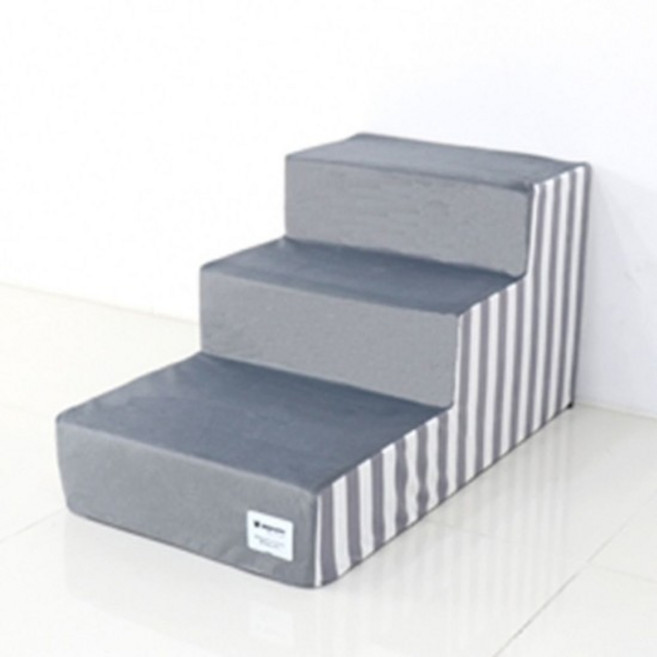 강아지 3단 그루브 스텝 스트라이프그레이 1P 계단 강아지계단 애견계단 강아지관절보호, 없음