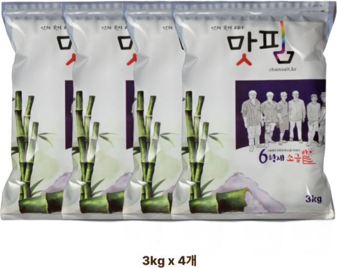 [6형제소금밭 공식 스토어] 본사 직거래 함초소금 지퍼백 대용량 업소용 벌크 100%국내산, 4개, 3kg