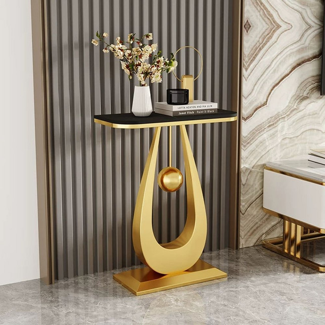 엔틱 거실 다용도 콘솔 화분 철제 선반 인테리어 수납, X. 블랙 골드 + 골드 프레임 50 길이x30 너비x