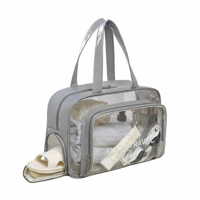 【大容量鞋袋乾濕分離】游泳包防水包 運動健身旅行收納包38x16x25cm, 灰色