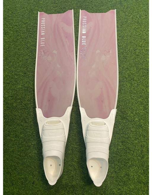 S-Swing 玻纖長蛙，普魯士藍/粉紅湖色，自潛自由潛水長蛙鞋，適合35-36尺寸，附白腳套