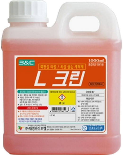 L크린 1L 엘크린 타일 줄눈 세척제 화장실 욕실 주방 베란다 발코니 줄눈 청소 세제 태영바이오켐, 1개