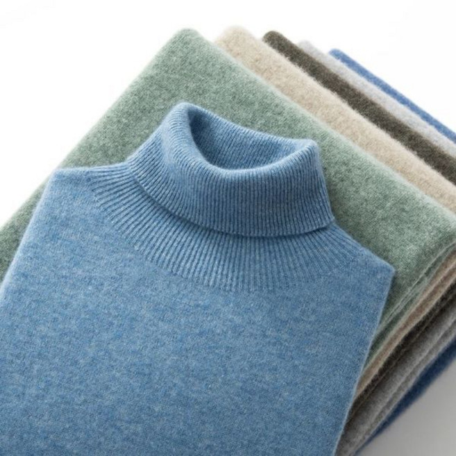 프리미엄 남자 순수 캐시미어 100 니트 스웨터 터틀넥 목폴라 가을 겨울