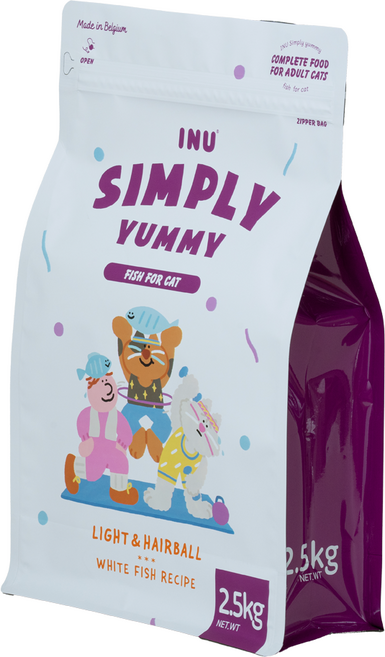 아이누 심플리야미 피쉬포캣 라이트 앤 헤어볼 고양이사료, 1개, 2.5kg, 흰살생선