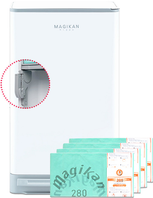 매직캔 오토실링 히포 27L+리필4개 (기본포함) MH280WGA MH280SGA 신제품 속뚜껑 장착, 01_화이트27L+리필4개_MH280WGA+280R4G