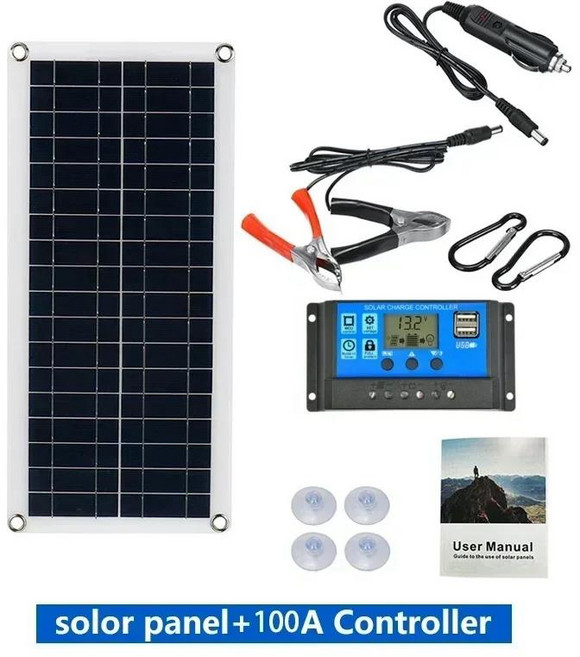 태양 전지 패널 12V 1000W 태양 전지 10A-100A 컨트롤러 태양 전지 패널 전화 RV 자동차 MP3 패드 충전기, With 100A Controller, 06 With 100A Controller