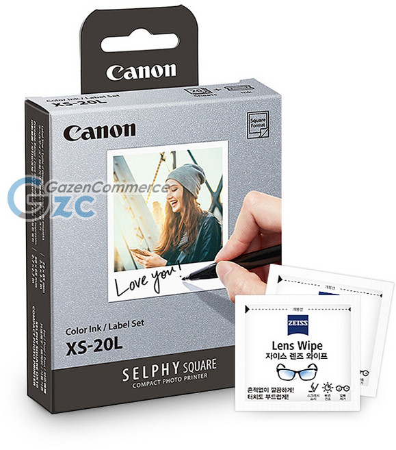 캐논 셀피 인화지 XS-20L 포토프린터 QX10 QX20 전용 용지 잉크 + 렌즈클리너, XS-20L(20매) 1개 + 크리너 2매