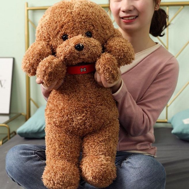 푸들인형 수면 애착 강아지 인형 진짜같은 귀여운 선물 봉제 대형 58cm, 전체 길이 30cm, 커피