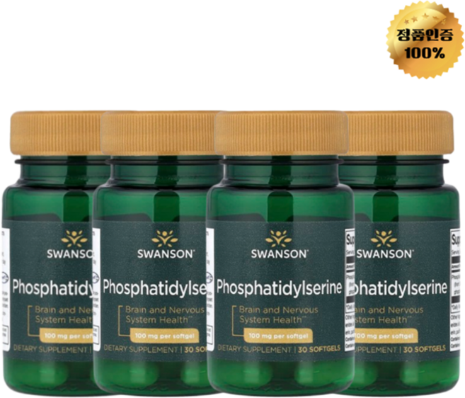 2+2 스완슨 포스파티딜세린 100mg 소프트젤 30정, 30회분, 4개