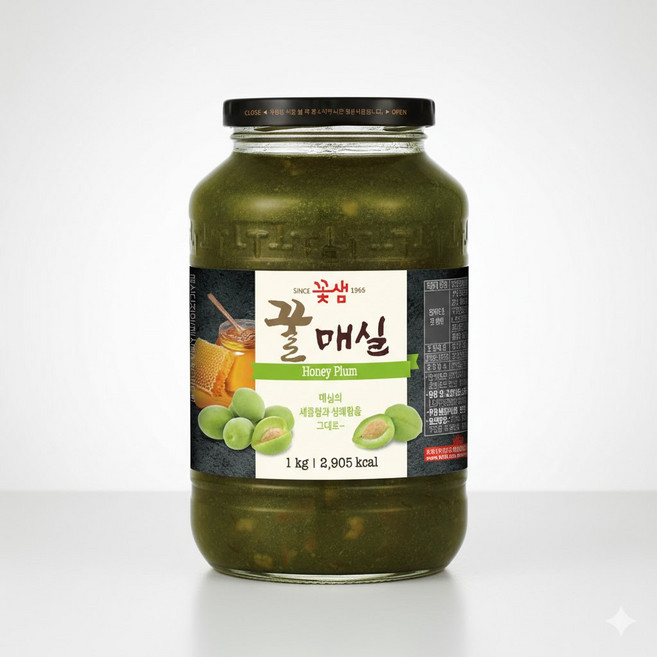 꽃샘 꿀매실차 1kg 대용량 매실청 에이드 베이스 에이드베이스 전통차 액상차, 1