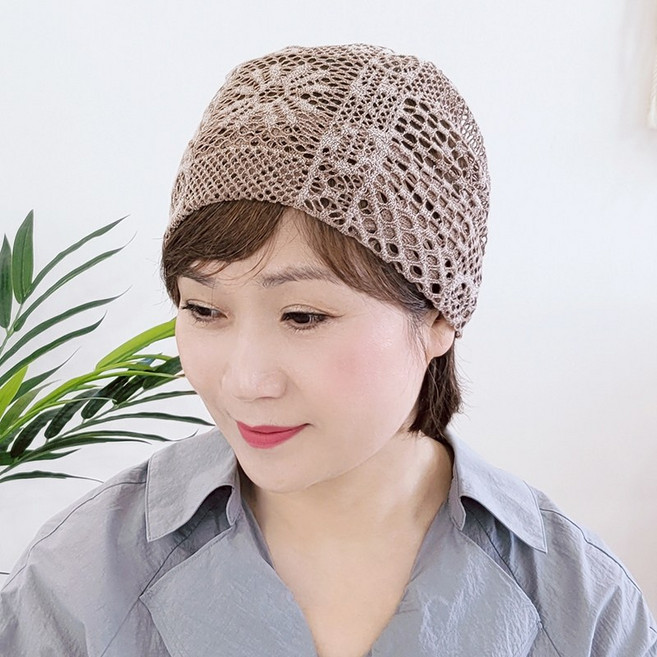 제이제이나인 큰 망사 여름 여성 중년 시원한 레이스 두건